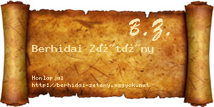 Berhidai Zétény névjegykártya